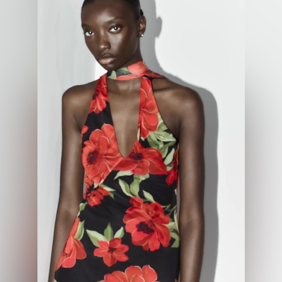 🔥🔥Zara Floral print tulle  scarf Dress - Picture 6 of 8